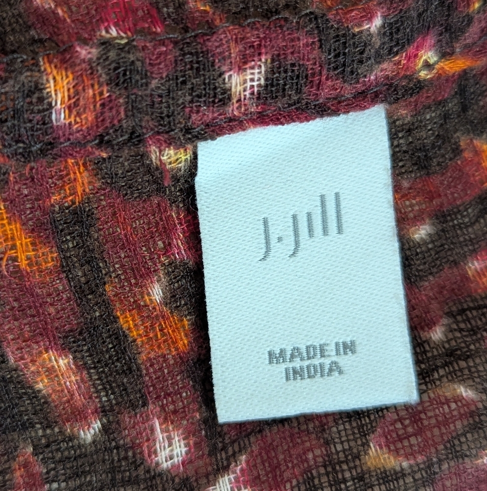 J. Jill Brown White Orange Autumn Tones Patterned Infinity Scarf GUC - Picture 3 of 4